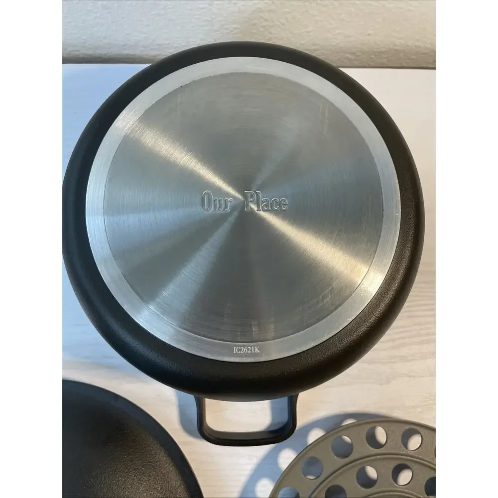 Our Place Perfect Pot 5.5 Qt Ceramic Nonstick Cookware Charcoal w/ Lid
